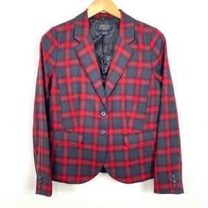 Pendleton 100% Virgin Wool Red Green Plaid Suit Jacket Blazer Women’s Size 8